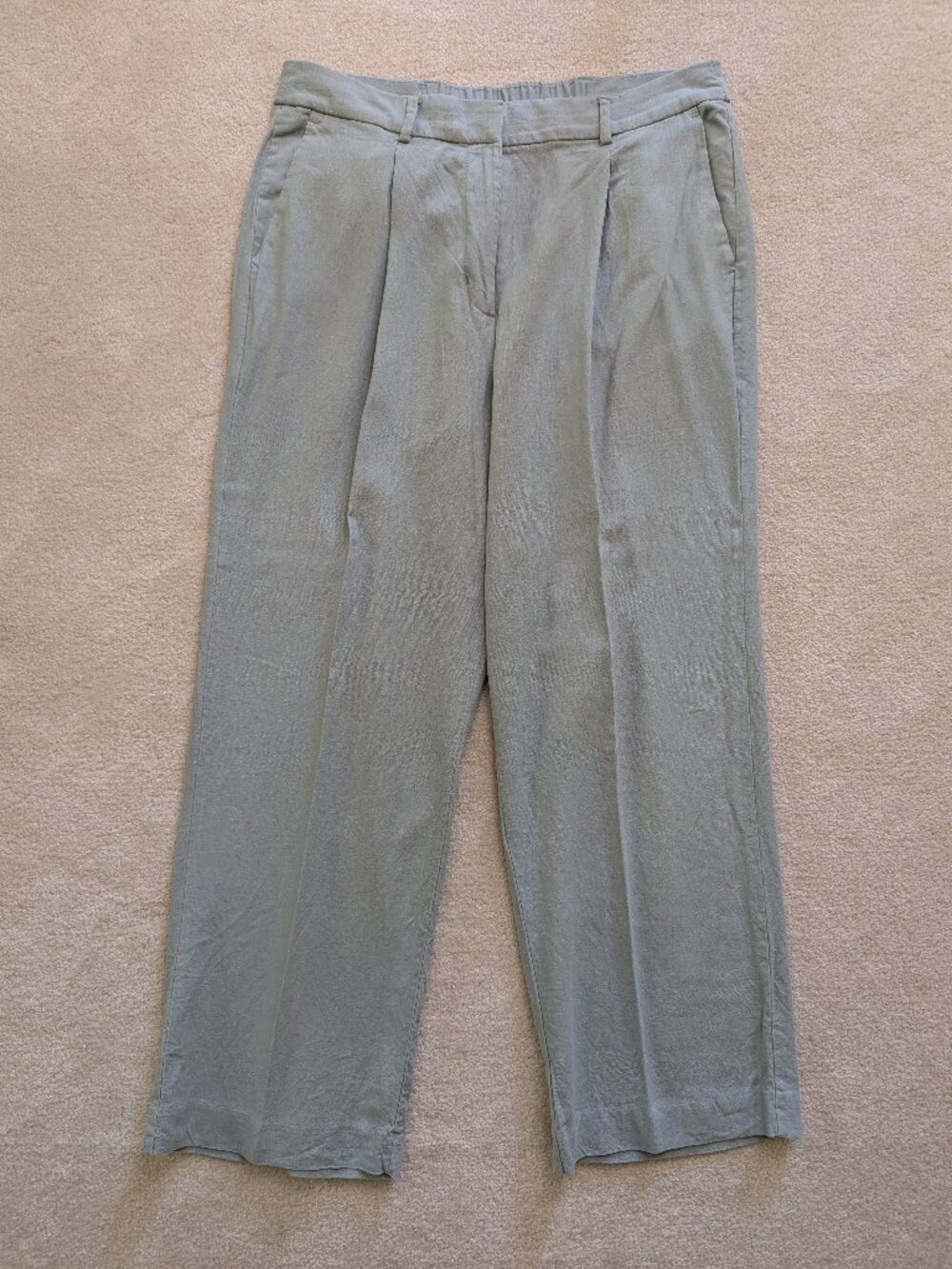 Old Navy Wide Leg Trouser Linen Pants Light Grey Size L 28" inseam